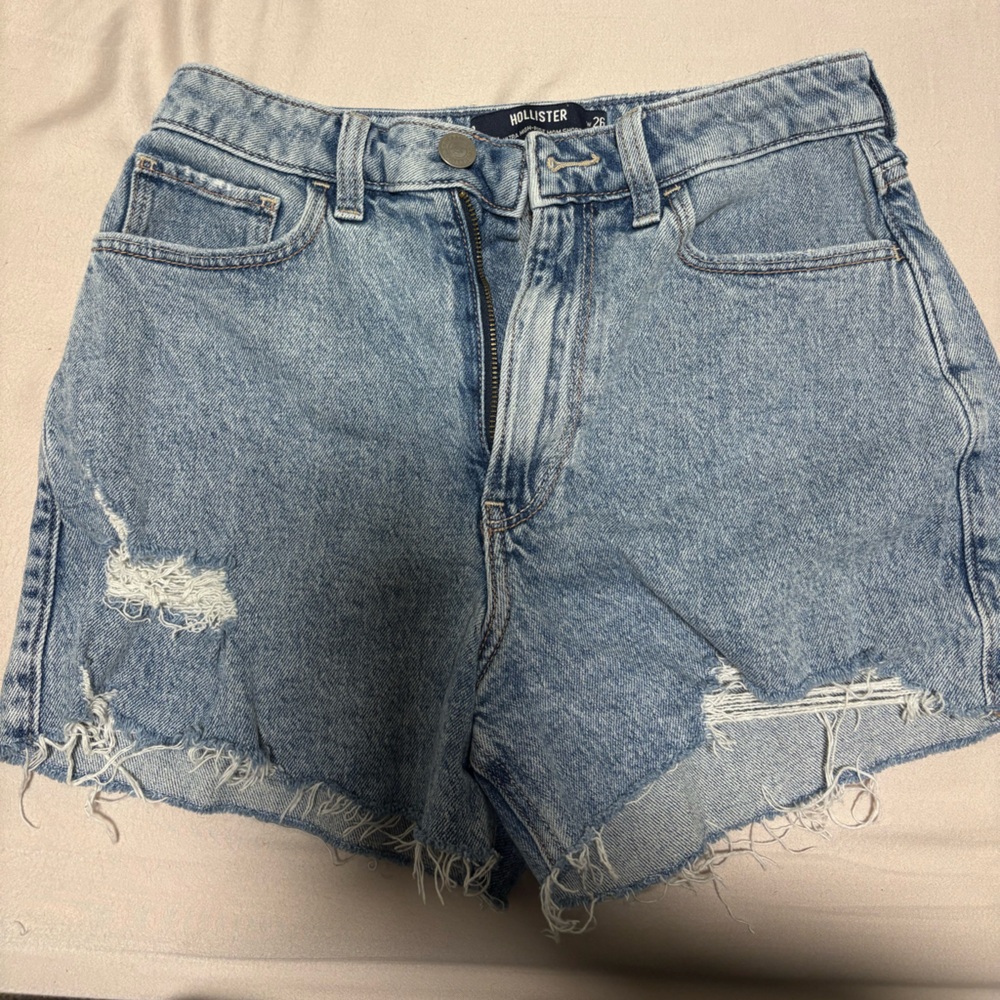 Hollister Light Blue Distressed Jean Shorts